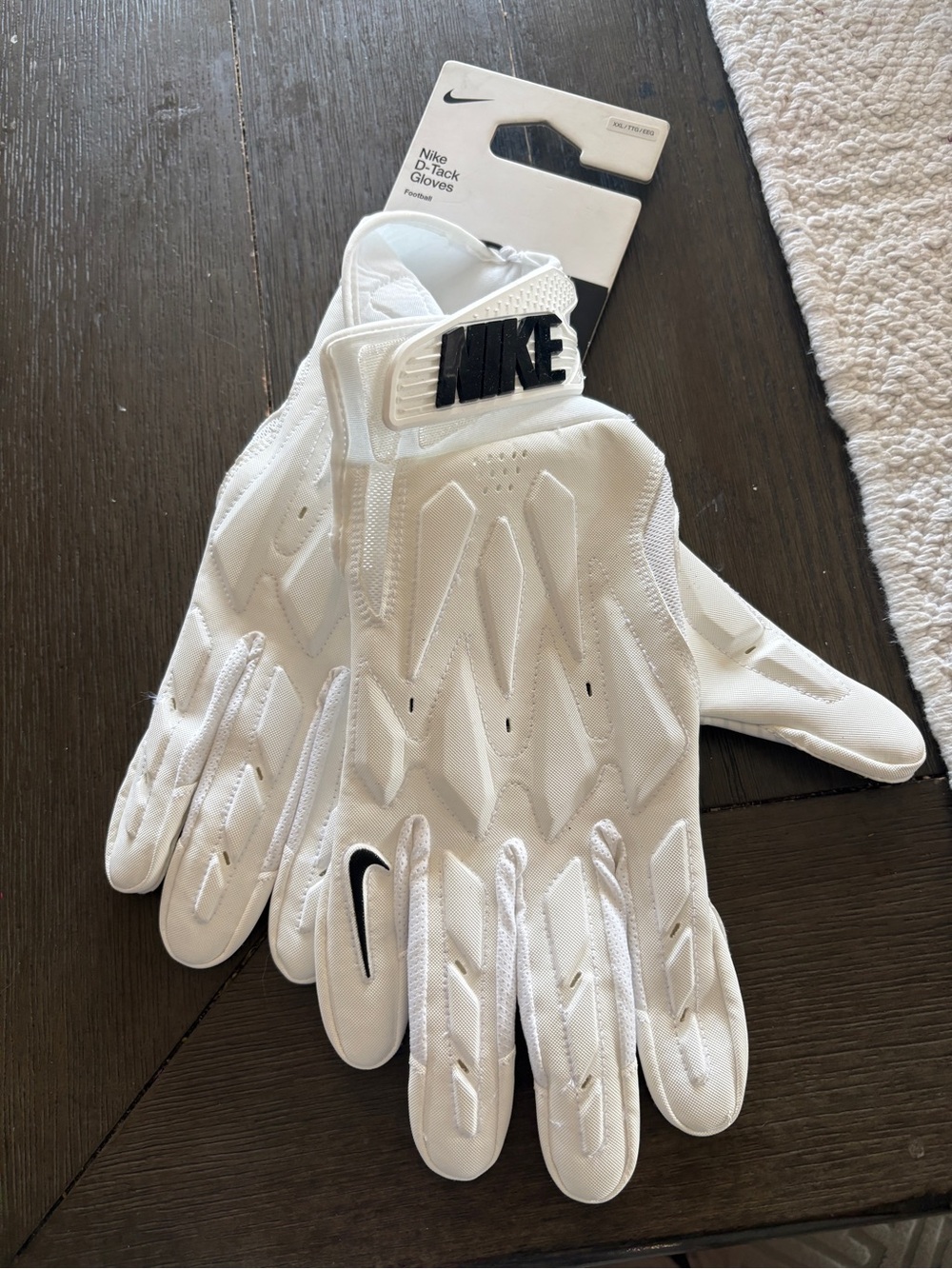 Nike White Dri-Fit Football Gloves with Black Logo